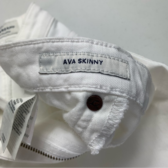 Lucky Brand White Ava Skinny Mid rise Denim Ankle Raw Hem Jeans-Size 12/31 - Picture 10 of 15